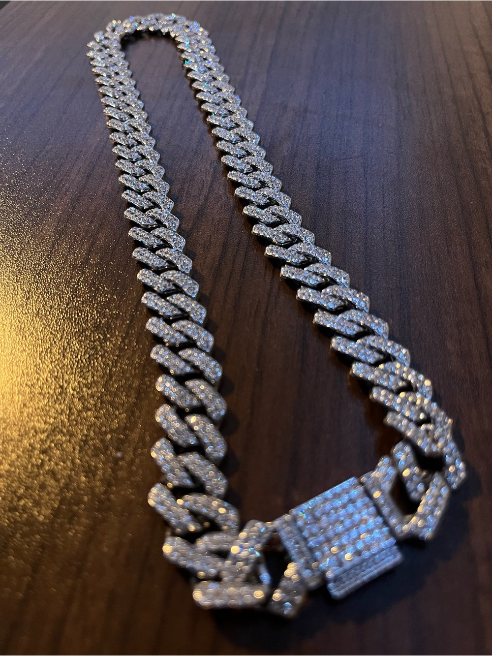 925 silver vvs diamond Cuban link chain